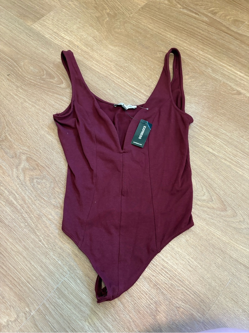 Express Deep V Maroon Bodysuit
